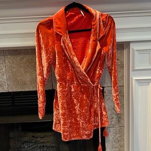 Free people xs romper Viola velvet velour